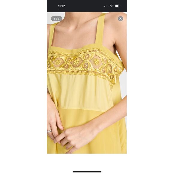 MAISON MARGIELA Yellow Lace Eyelet Trim Open Waist Oversized Dress size 10 - Picture 6 of 16